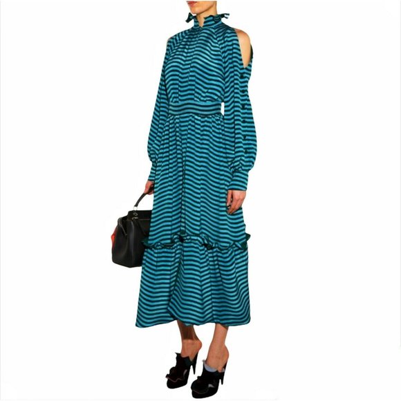 FENDI Silk Midi cold shoulder Dress Size: S | US4, IT40 $3250 - Picture 1 of 11